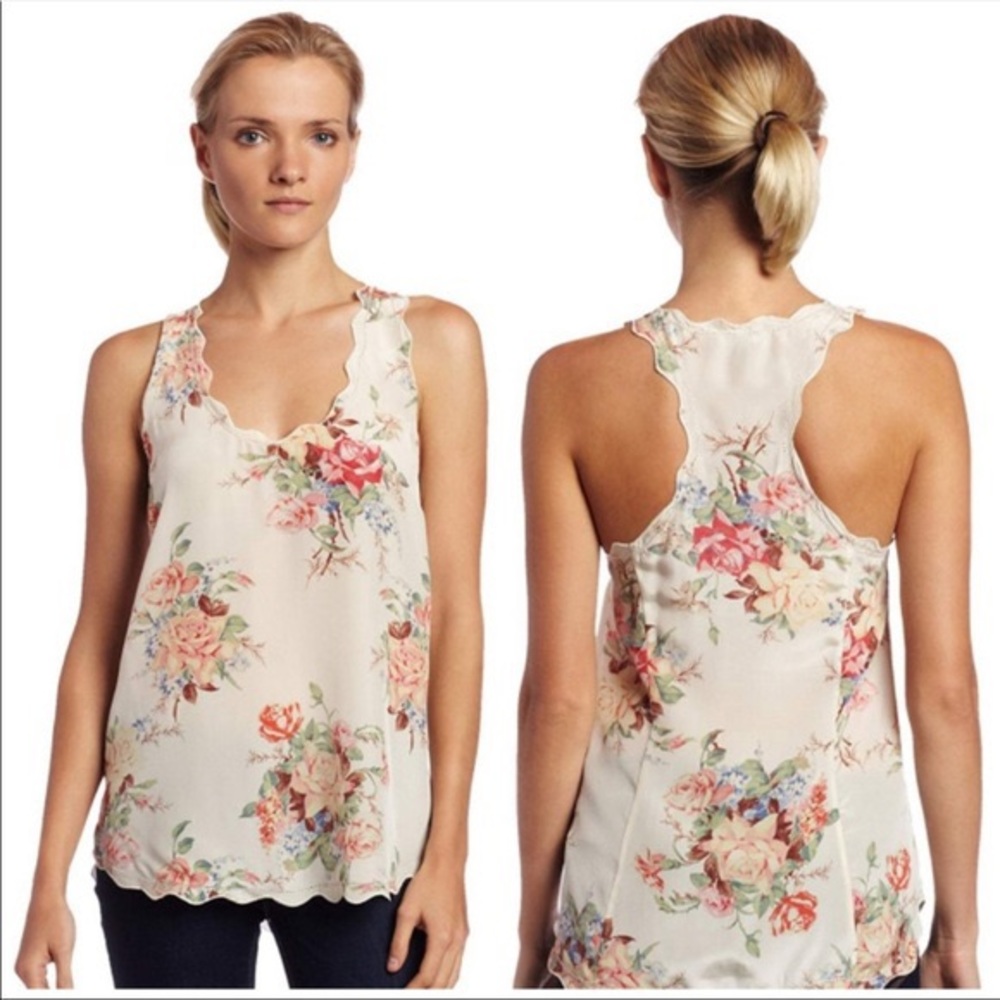 Joie Scalloped Edge Floral Blouse